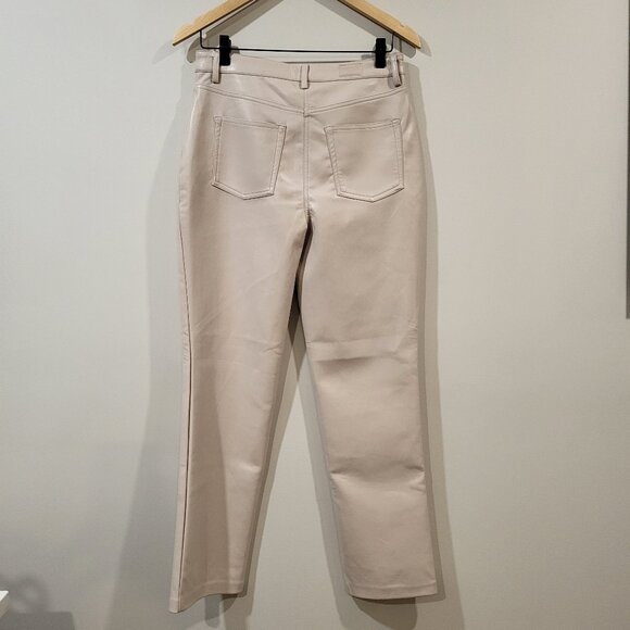 Guess Kelly Faux- Leather Straight- Leg Taupe Pants - Picture 4 of 9